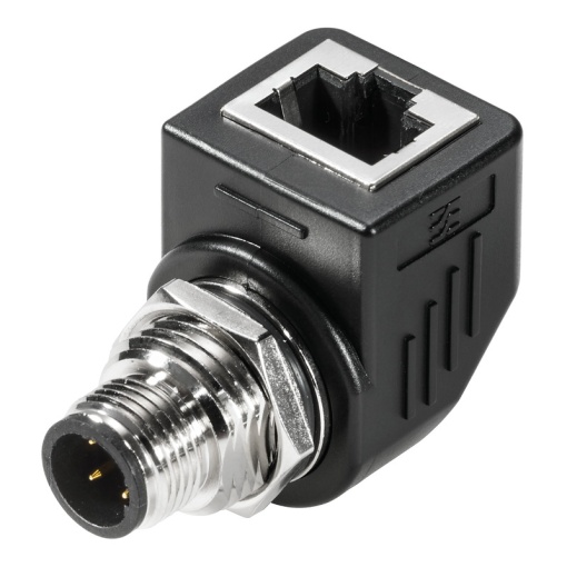 RJ45 plug adapter, IP67, Connection 1 RJ45 90, Connection 2 M12, Shielding Yes