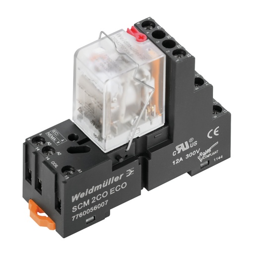 Relay module, 230 V AC, red LED, 4 CO contact AgNi flash gold-plated , 250 V AC, 5 A, Screw connection