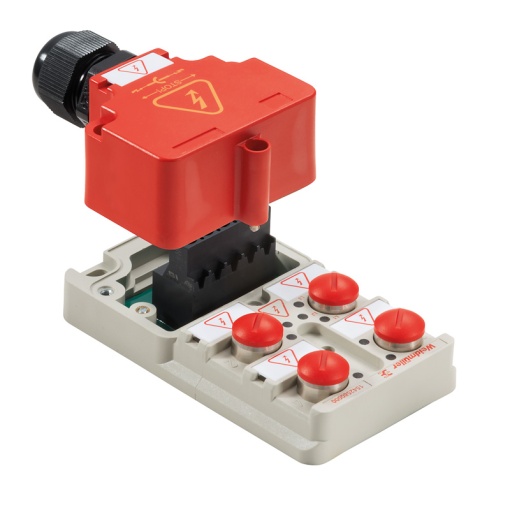 Sensor-actuator passive distributor without cable, Hood version, M12, 400 V, S-coded, LED Yes