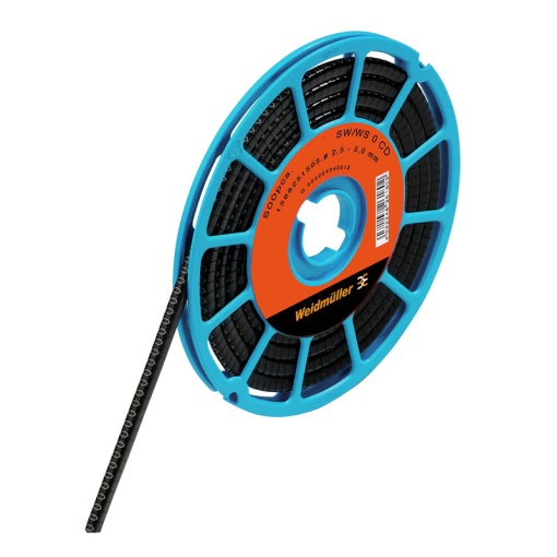 Cable coding system, black, Conductor O.D.2.5 - 5 mm, Numbers, PVC, soft, without Cadmium, -30...80 C