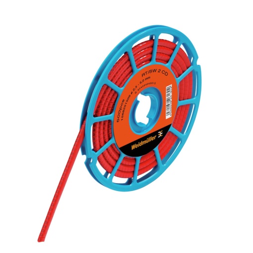 Cable coding system, red, Conductor O.D.2.5 - 5 mm, Numbers, PVC, soft, without Cadmium, -30...80 C