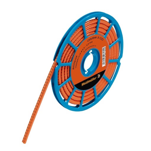 Cable coding system, orange, Conductor O.D.2.5 - 5 mm, Numbers, PVC, soft, without Cadmium, -30...80 C