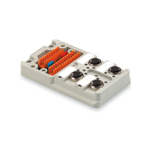 Sensor-actuator passive distributor with cable, Hood distributor lower part, M12, 30 V, A-coded, LED No, LED initiator No, Wiring type 11