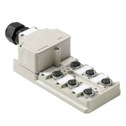 Sensor-actuator passive distributor without cable, Hood distributor, M12, 30 V, A-coded, LED Yes, LED initiator Yes, Wiring type PNP
