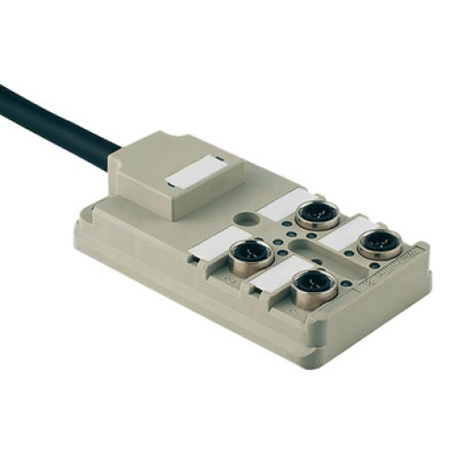 Sensor-actuator passive distributor with cable, Fixed cable version, IDC, M12, 30 V, A-coded, LED Yes, LED initiator Yes, Wiring type PNP