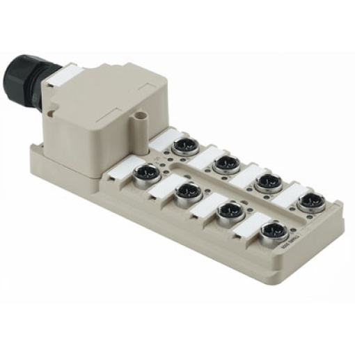 Sensor-actuator passive distributor without cable, Hood version, IDC, M12, 30 V, A-coded, LED Yes, LED initiator Yes, Wiring type PNP