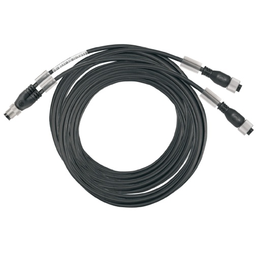 Sensor-actuator adaptor cable assembled, Connecting line, M12  M12, 3, 5 m, Twin cabling, pin, straight, 2x socket, straight, black similar to RAL