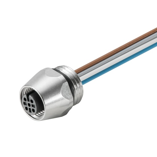 Round plug ,Built-in with cable, M12, Number of poles 4, 0.5 m, Cable glands PG 9, 0.34 mm², PVC