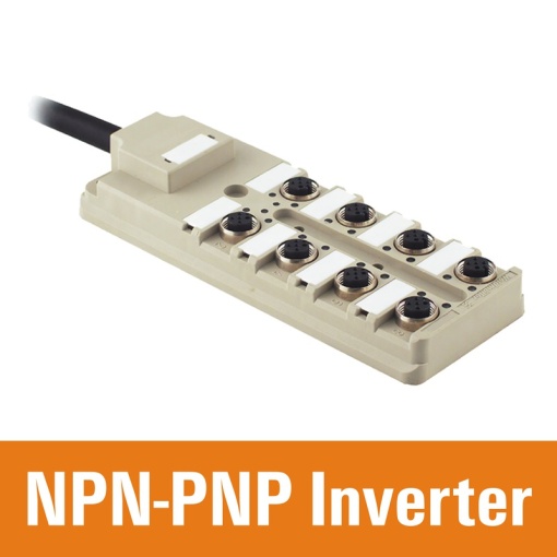 Sensor-actuator passive distributor with cable, Fixed cable version, M12, 30 V, A-coded, LED Yes, LED initiator Yes, Wiring type NPN-PNP inverter