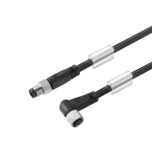 Sensor-actuator Cable, M8  M8, Number of poles 3, 1.2 m, pin, straight - socket, 90, LED No, Shielded No