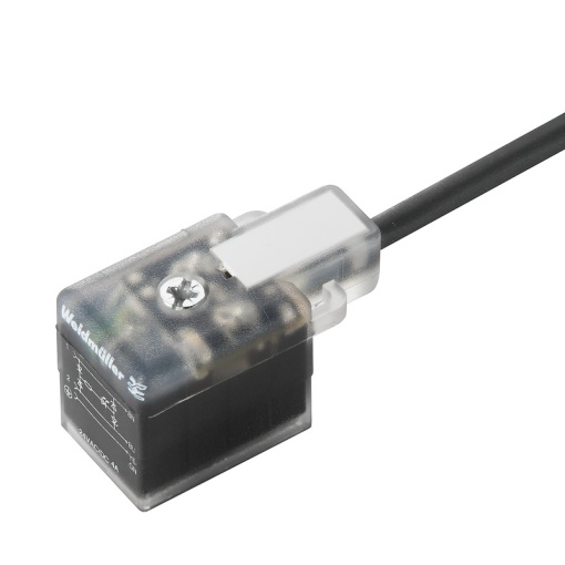 Valve cable assembled, One end without connector - valve plug, Industrial design B 11 mm, Cable length 1.5 m, PUR, black