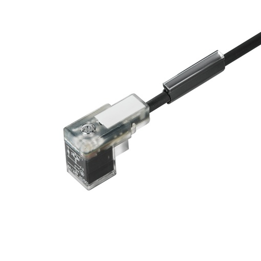 Valve cable assembled, One end without connector - valve plug, Industrial design C 9.4 mm, Cable length 5 m, PUR, black