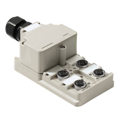 Sensor-actuator passive distributor without cable, IDC, Hood version, M12, 30 V, A-coded, LED Yes, LED initiator Yes, Wiring type PNP