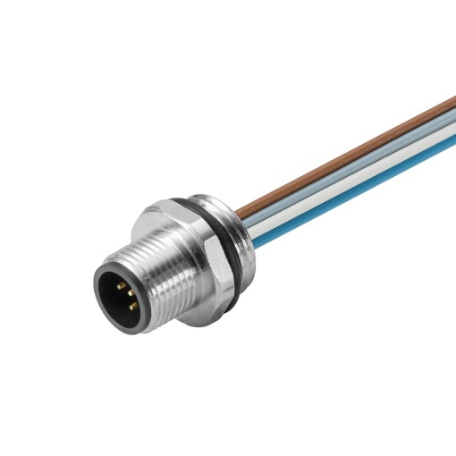 Round plug ,Built-in with cable, M12, Number of poles 5, 0.5 m, Cable glands PG 9, 0.34 mm², PVC