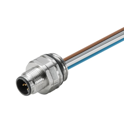 Round plug ,Built-in with cable, M12, Number of poles 5, 0.5 m, 0.34 mm², PVC