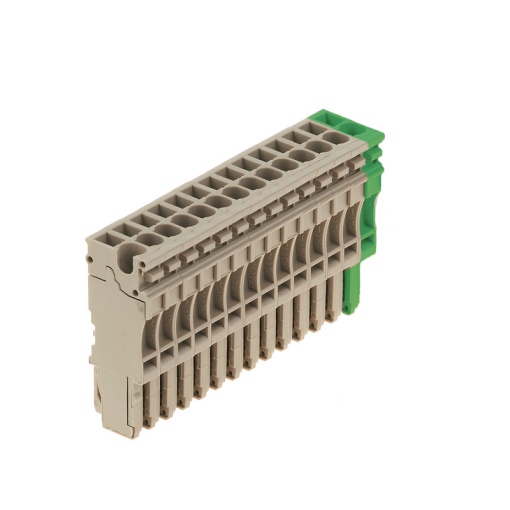 Plug terminal, Plug-in connection, 2.5 mm², 24 A, 500 V, Number of connections 14, Number of poles 14, Width 71.4 mm
