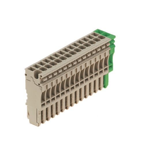 Plug terminal, Plug-in connection, 2.5 mm², 24 A, 500 V, Number of connections 15, Number of poles 15, Width 76.5 mm