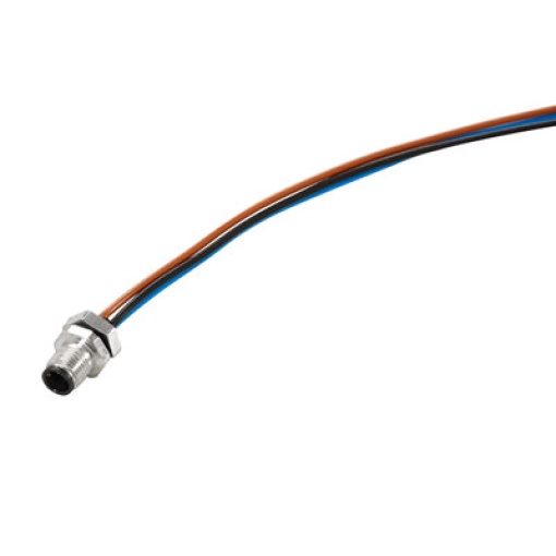 Round plug ,Built-in with cable, Pin, M5, Number of poles 3, 0.2 m, Cable glands M 5, 0.14 mm², PVC