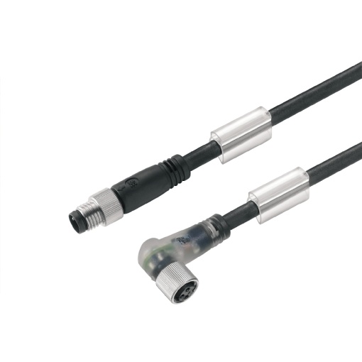Sensor-actuator Cable, M8  M8, Number of poles 3, 1.5 m, pin, straight - socket, 90, LED Yes, Shielded No