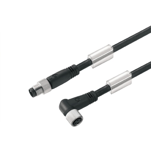 Sensor-actuator Cable, M8  M8, Number of poles 3, 1.5 m, pin, straight - socket, 90&deg;, LED No, Shielded No