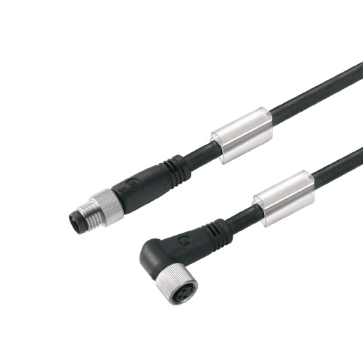 Sensor-actuator Cable, M8  M8, Number of poles 4, 1.5 m, pin, straight - socket, 90&deg;, LED No, Shielded No