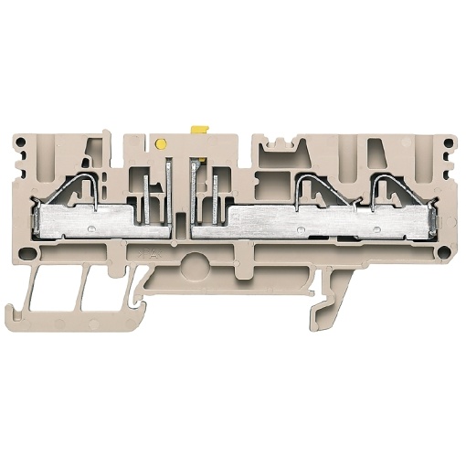 Test-disconnect terminal, PUSH IN, dark beige, 4 mm², 24 A, 500 V, Number of connections 3, Number of levels 1