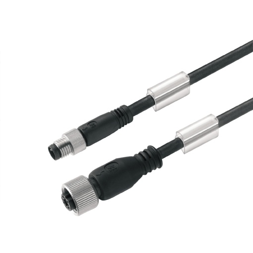 Sensor-actuator Cable, M8  M12, Number of poles 4, 0.5 m, pin, straight - socket, straight, LED No, Shielded No