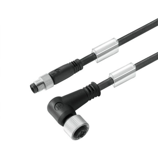 Sensor-actuator Cable, M8  M12, Number of poles 4, 10 m, pin, straight - socket, 90, LED No, Shielded No