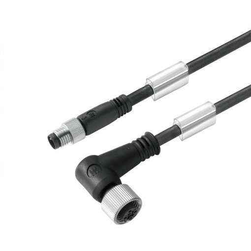 Sensor-actuator Cable, M8  M12, Number of poles 3, 3 m, pin, straight - socket, 90&deg;, LED No, Shielded No