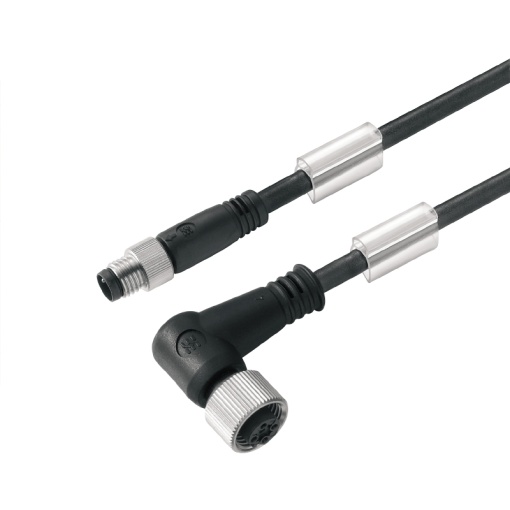 Sensor-actuator Cable, M8  M12, Number of poles 4, 1.5 m, pin, straight - socket, 90&deg;, LED No, Shielded No