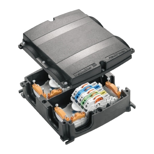 Energy distribution terminal strip with housing, AC, IP65, in complete state, Polycarbonate, GRP, Distribution