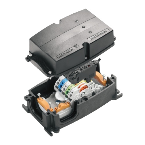Energy distribution terminal strip with housing, AC, IP65, in complete state, Polycarbonate, GRP, Fuse