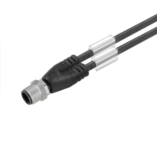 Sensor-actuator adaptor cable assembled, One end without connector, M12, 3, 1 m, Twin cabling, pin, straight, black similar to RAL 9005