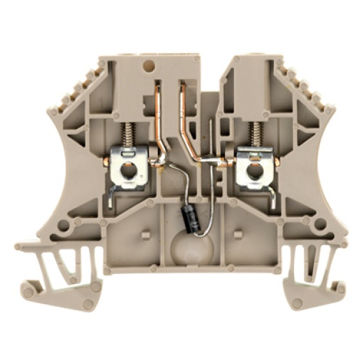 Test-disconnect terminal, Screw connection, dark beige, 2.5 mm², 0.5 A, 500 V, Number of connections 2, Number of levels 1