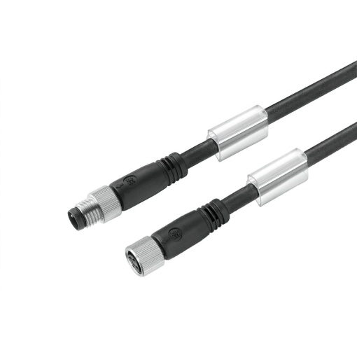 Copper data cable Assembled, Connecting line, Number of poles 4, Cable length 10 m, pin, straight - socket, straight