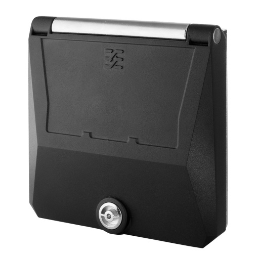 Component housing, Double frame, Metal cover, Lockable with cabinet key Daimler lock, Colour black similar to RAL 9005, IP65, in closed state