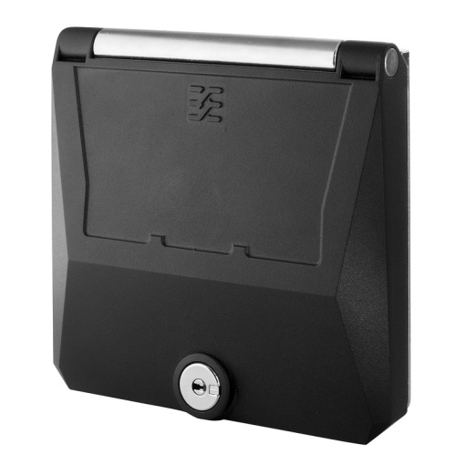 Component housing, Double frame, Metal cover, Lockable with key, Colour black similar to RAL 9005, IP65, in closed state