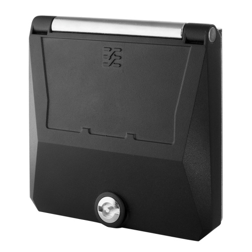 Component housing, Double frame, Metal cover, Lockable with cabinet key, Colour black similar to RAL 9005, IP65, in closed state