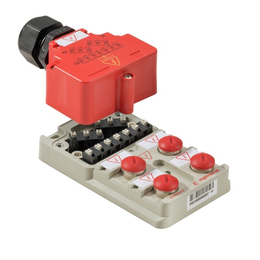 Sensor-actuator passive distributor without cable, Hood version, M12, 400 V, S-coded, LED Yes