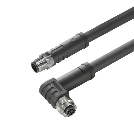 Sensor-actuator Cable, M12  M12, Number of poles 3, 10 m, pin, straight - socket, 90&deg;, LED No, Shielded No