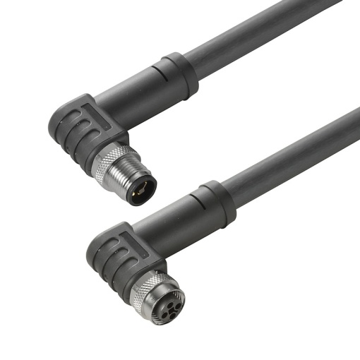 Sensor-actuator Cable, M12  M12, Number of poles 4, 1.5 m, pin, 90&deg; - socket 90&deg;, LED , Shielded No
