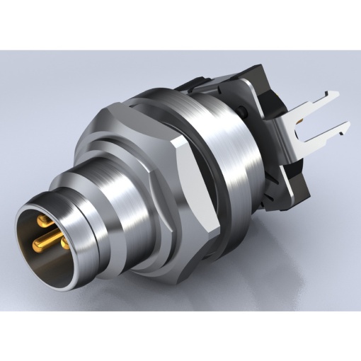 Circular plug connector, installation PCB connection system, M8, Number of poles 3, Rear panel mounting, M8