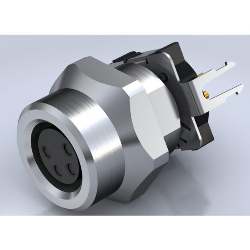 Circular plug connector, installation PCB connection system, M8, Number of poles 4, Front mounting, M10
