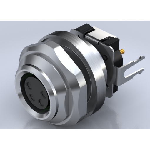 Circular plug connector, installation PCB connection system, M8, Number of poles 4, Rear panel mounting, M 12