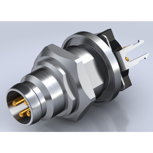 Circular plug connector, installation PCB connection system, M8, Number of poles 4, Rear panel mounting, M8