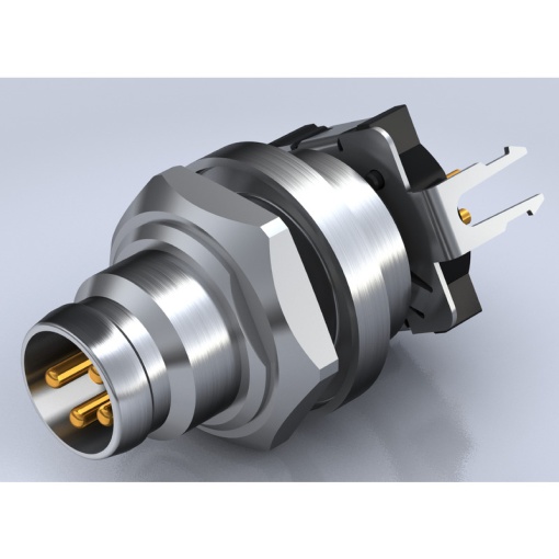 Circular plug connector, installation PCB connection system, M8, Number of poles 4, Rear panel mounting, M8