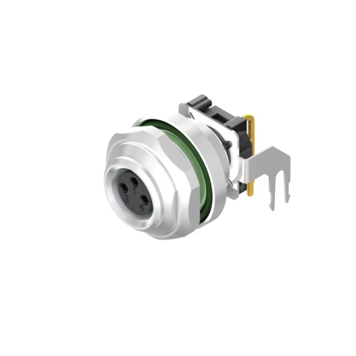Circular plug connector, installation PCB connection system, M8, Number of poles 3, Rear panel mounting, M 12