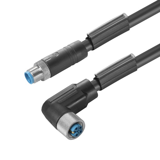 Sensor-actuator Cable, M12  M12, Number of poles 5, 3 m, pin, straight - socket, 90, LED No, Shielded No