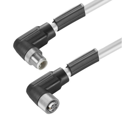Sensor-actuator Cable, M12  M12, Number of poles 5, 0.5 m, pin, 90 - socket 90, LED No, Shielded No