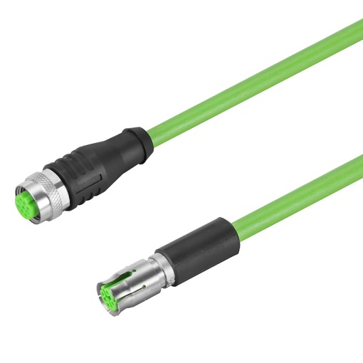 Data insert with cable industrial connectors, Cable length 0.3 m, Cat. 5e, 100 MBits